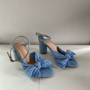 Blue Bow Ankle Strap Bridal Wedding Heel | Size 7